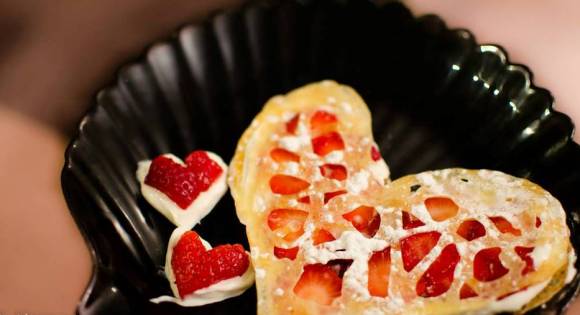 Strawberry and cream.. and heart shaped crepes.